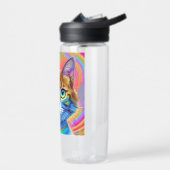 Whimsical mystieke kleurrijke kat waterfles (Links)