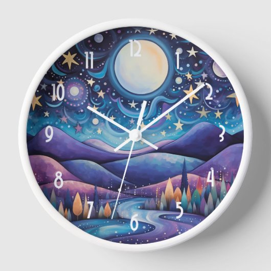 Whimsical nacht grote maan landschap (Voorkant)