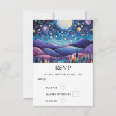 Whimsical Nacht Grote Maan Landschap Bruiloft RSVP Kaartje (Voorkant)
