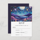 Whimsical Nacht Grote Maan Landschap Bruiloft RSVP Kaartje (Voorkant / Achterkant)