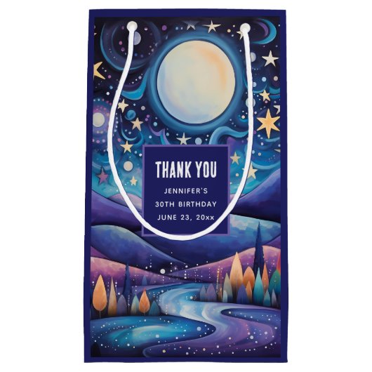 Whimsical nacht grote maan landschap dank u klein cadeauzakje (Voorkant)