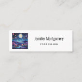 Whimsical nacht grote maan landschap mini visitekaartje (Voorkant)