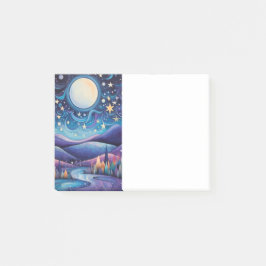 Whimsical nacht grote maan landschap post-it® notes