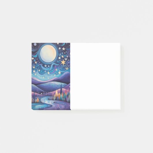 Whimsical nacht grote maan landschap post-it® notes (Voorkant)