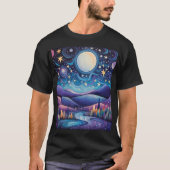 Whimsical nacht grote maan landschap t-shirt (Voorkant)