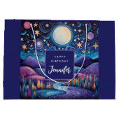 Whimsical Nacht Grote Maan Landschap Verjaardag Groot Cadeauzakje (Achterkant)
