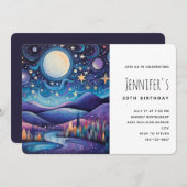 Whimsical Nacht Grote Maan Landschap Verjaardag Kaart (Voorkant / Achterkant)
