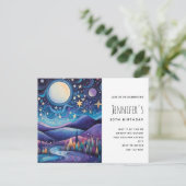 Whimsical Nacht Grote Maan Landschap Verjaardag Uitnodiging Briefkaart (Staand voorkant)
