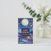 Whimsical nacht grote maan landschap visitekaartje (Staand voorkant)