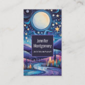 Whimsical nacht grote maan landschap visitekaartje (Voorkant)