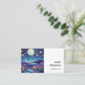 Whimsical nacht grote maan landschap visitekaartje (Staand voorkant)