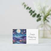 Whimsical nacht grote maan landschap visitekaartje (Staand voorkant)