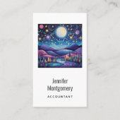 Whimsical nacht grote maan landschap visitekaartje (Voorkant)