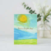 Whimsical Naïeve Kunst Zon Landschap Briefkaart (Staand voorkant)
