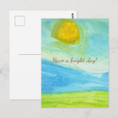 Whimsical Naïeve Kunst Zon Landschap Briefkaart (Voorkant / Achterkant)