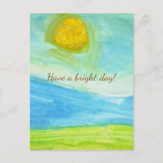 Whimsical Naïeve Kunst Zon Landschap Briefkaart