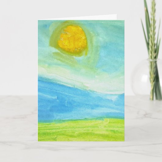 Whimsical Naïeve Kunst Zon Landschap Kaart (Voorkant)