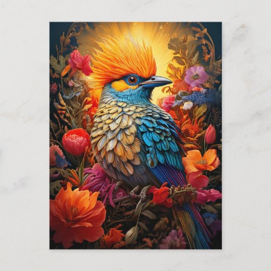 Whimsical Nature Blauwe Vogel Nr 2 Briefkaart (Voorkant)