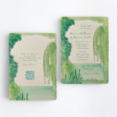 Whimsical Nature Hand Painted QR RSVP Wedding Kaart