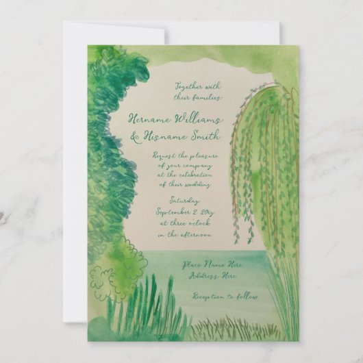 Whimsical Nature Hand Painted QR RSVP Wedding Kaart (Voorkant)