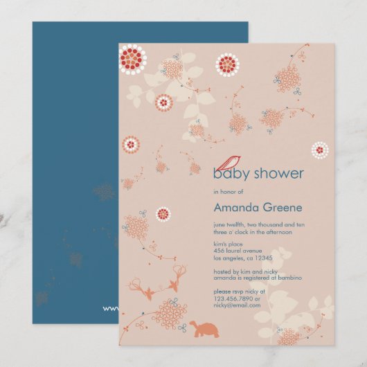 Whimsical Natuur Baby shower Invitation Kaart (Voorkant / Achterkant)