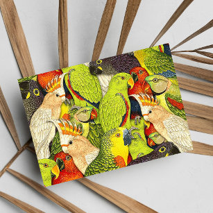Whimsical Natuur Groene papegaaien Vogels Patroon Briefkaart
