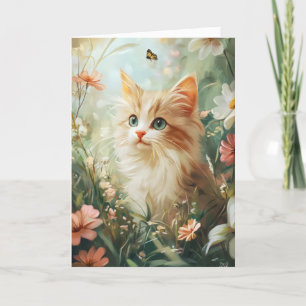 Whimsical Natuur Kattenbloemen Feestdagen Kaart