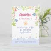 Whimsical Natuur Kids Verjaardagsfeestuitnodiging Kaart (Staand voorkant)