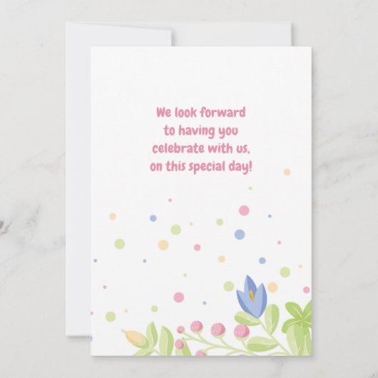 Whimsical Natuur Kids Verjaardagsfeestuitnodiging Kaart (Achterkant)