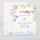 Whimsical Natuur Kids Verjaardagsfeestuitnodiging Kaart (Voorkant / Achterkant)