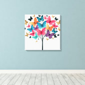 Whimsical Natuur Vlinder Levensboom Canvas Afdruk (Insitu (Houten vloer))