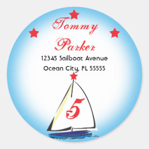 Whimsical Nautical Adreslabel Ronde Sticker
