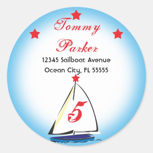 Whimsical Nautical Adreslabel Ronde Sticker (Voorkant)