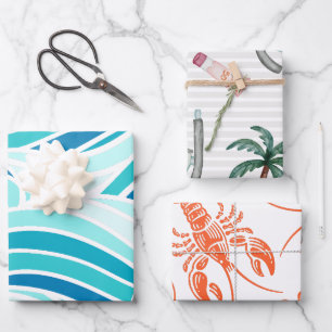 Whimsical Nautical Beach thema Inpakpapier Vel