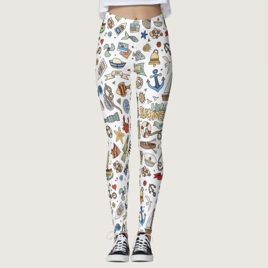 Whimsical Nautical, Coastal Design Leggings (Voorkant)
