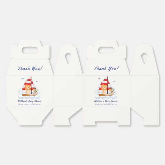Whimsical Nautical Wild Lion Sailboat Baby shower Bedankdoosjes (Ongevouwen)