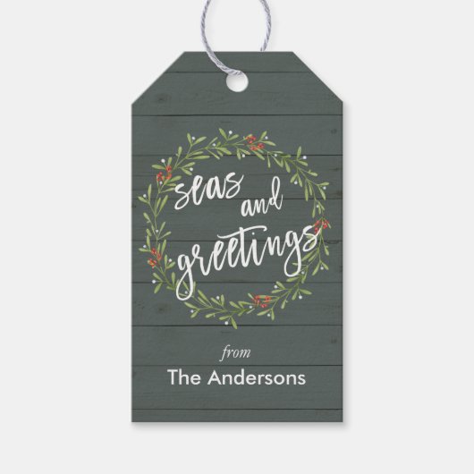 Whimsical nautische kerst cadeaulabel (Voorkant)