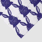 Whimsical Navy Blue and White Bunny Rabbit Pattern Tissuepapier (Detail)
