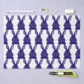 Whimsical Navy Blue and White Bunny Rabbit Pattern Tissuepapier (Craft)
