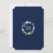Whimsical Navy Blue Blush Floral Wedding Kaart (Achterkant)