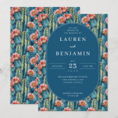 Whimsical Navy Botanical Cactus Kaart (Voorkant / Achterkant)