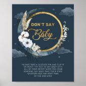 Whimsical navy en goud zeggen niet baby spel teken poster (Voorkant)