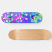 Whimsical Neon Wonderland Flowers Butterflies Persoonlijk Skateboard (Horizontaal)