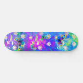 Whimsical Neon Wonderland Flowers Butterflies Persoonlijk Skateboard (Horizontaal)
