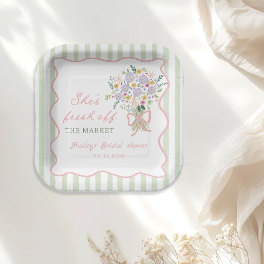 Whimsical Net Op de Markt Bruidsdouche Papieren Bordje
