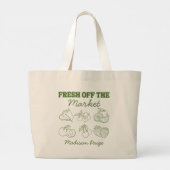 Whimsical Net Op De Markt Groene Bruiloftsdouche Grote Tote Bag (Achterkant)