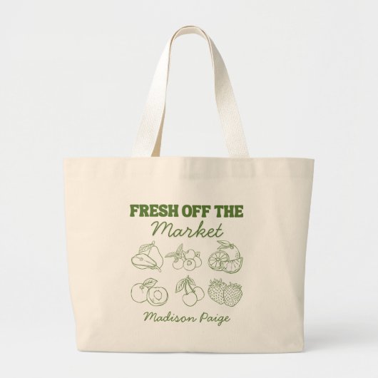 Whimsical Net Op De Markt Groene Bruiloftsdouche Grote Tote Bag (Voorkant)