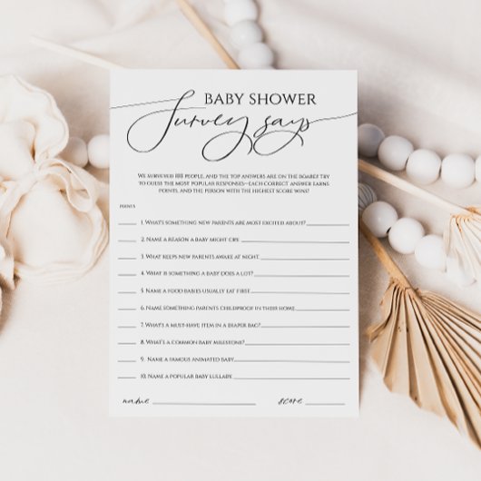 Whimsical Neutral Baby shower Survey zegt Kaart