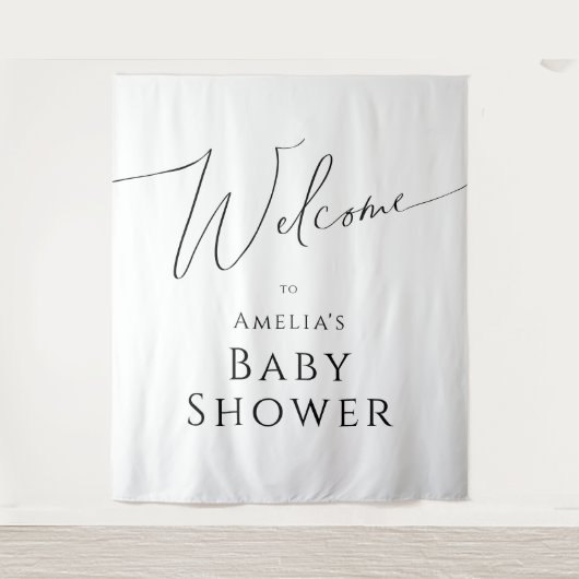 Whimsical Neutral Baby shower Welkom Achtergrond Wandkleed (Voorkant)