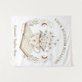 Whimsical Neutral Boho Teacup Flowers Design Wandkleed (Voorkant (horizontaal))